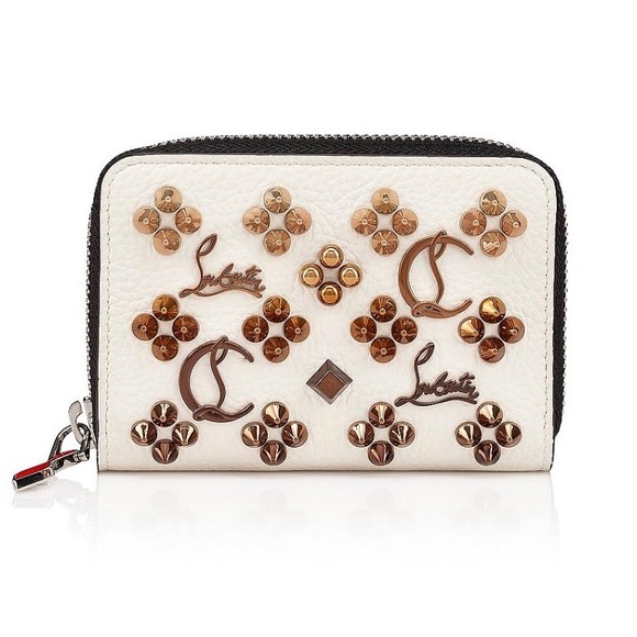 Christian Louboutin Panettone White Leather Stud Small Coin Purse Wallet - Picture 12 of 15